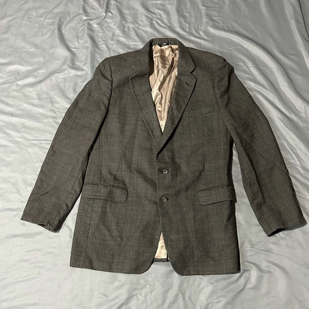 DAKS Blazer Jacket Size 40 Brown Wool Plaid Sport Coat
